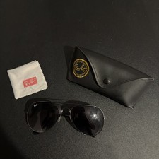 Ray-Ban Aviator Men's Black Metal Sunglasses Gray Lenses with Case Cloth