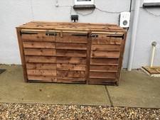 Handmade Wooden Bin Store Outside Bin Tidy Shed Storage With Doors And Lids