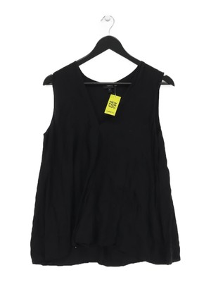 Theory Damen Top M schwarz Seide mit Elasthan ärmellos V-Ausschnitt Basic