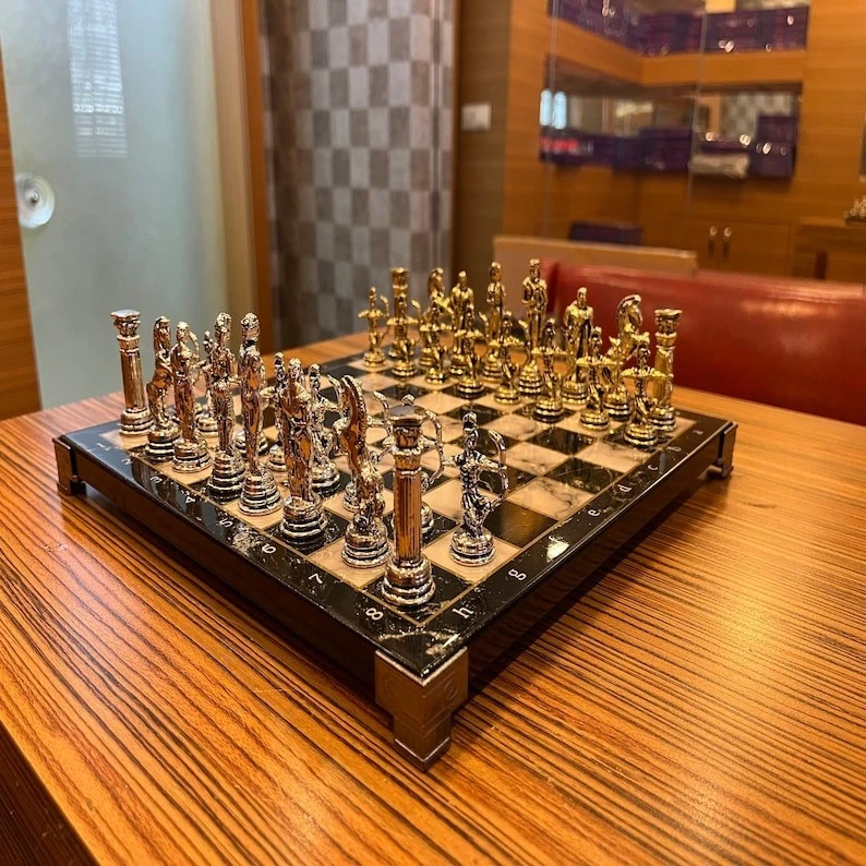 Chess Set Handmade Mythology Wooden Board | Collector’s Gift | Decorative  Piece - Image 2 of 4