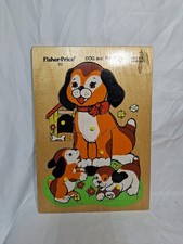Vintage Fisher-Price 511 "Dog and Puppies" 8 Pieces Wooden Puzzle Complete