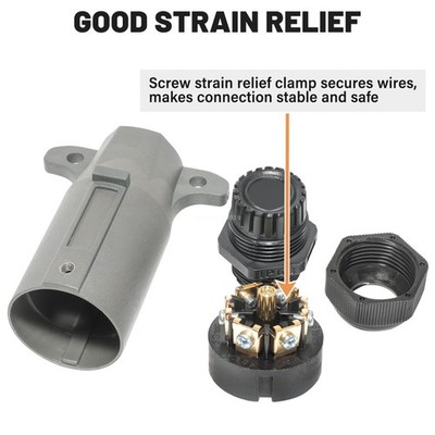 7 Pin Trailer Connector Detachable RV Blade Round Power Plug