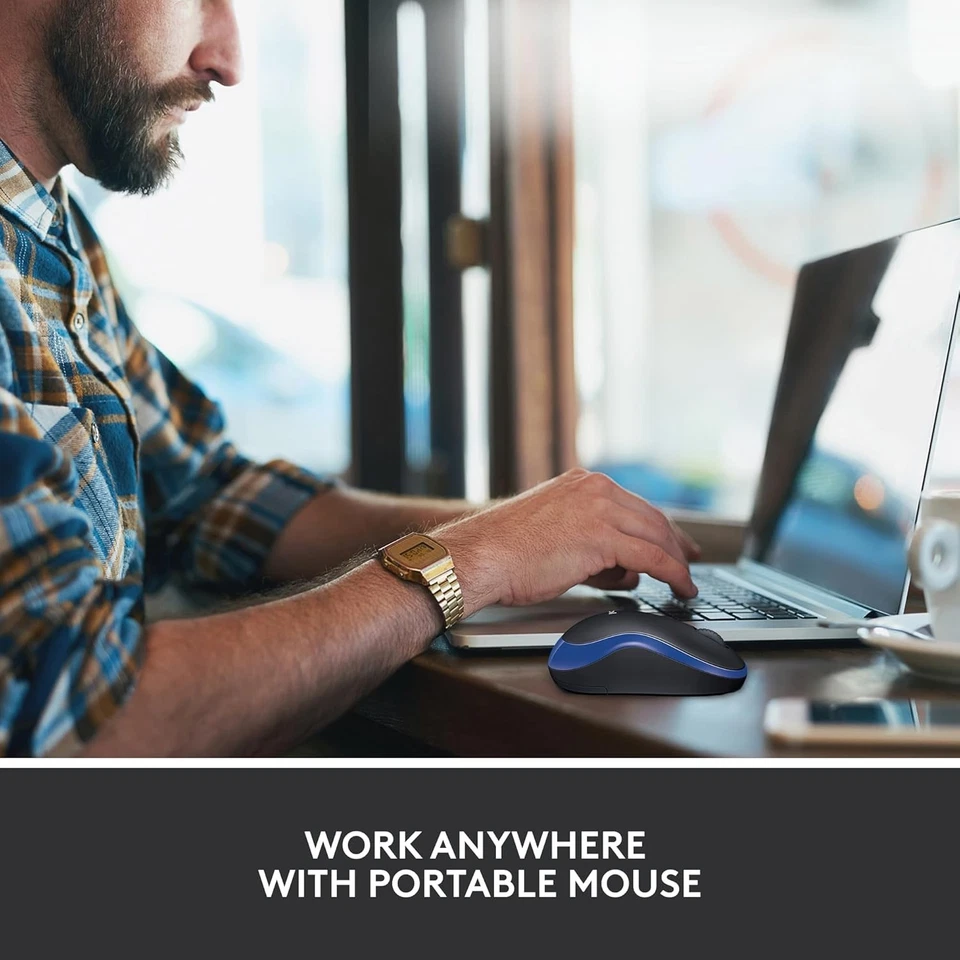 Logitech M185 Wireless Mouse, 2.4GHz with USB Mini Receiver, 12-Month Blue  - Image 2 of 4