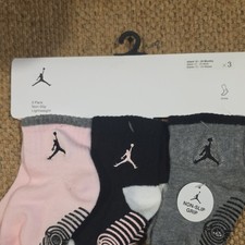 Jordan Jumpman Ankle Socks 3 Pair Non-Slip Lightweight 12-24M Pink/Black/Gray