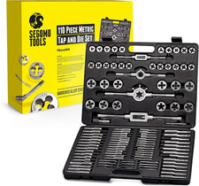 110 Piece Hardened Alloy Steel Metric Tap and Die Threading Tool Set with Storag
