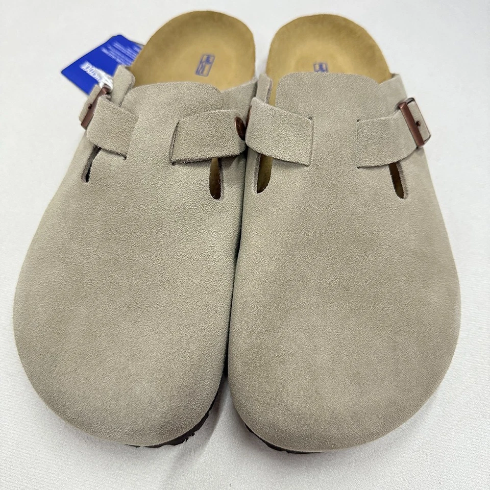 Birkenstock Boston Soft Footbed Taupe Suede Leather Women's & Men's Clogs Shoes - Image 4 of 4