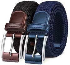 Belt for Men 2Pack,Mens 30"-34"Waist Adjustable 2pack-black/Antique Blue2659