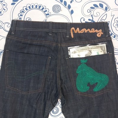 MONEY LIMITED EDITION ONE DOLLAR HOSE W31 BRINKS BLACK JEANS STREETWEAR 