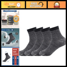 Men's Merino Wool Thermal Crew Socks - 4 Pairs Warm Hiking Winter Ankle Socks