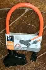 Vanguard 2ft 12 Gauge Triple Tap 3 Outlet Extension Cord ~Indoor/Outdoor~ #56764