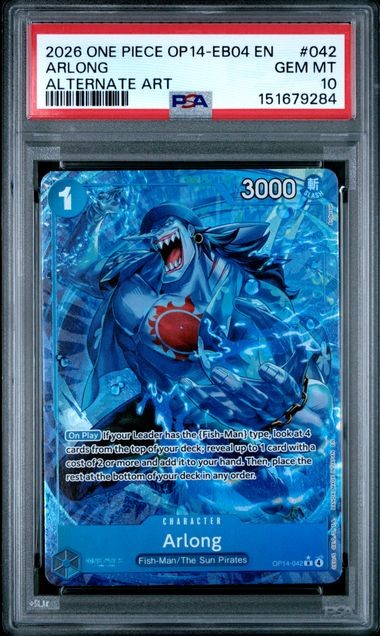 One Piece Arlong OP14-EB04 The Azure Sea's Seven Alternate Art #042 PSA 10