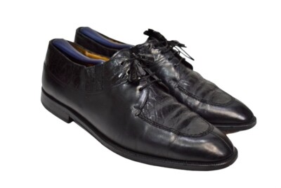 Men\'s Aventura Black Leather Crocodile Lace-Up Oxford Dress Shoes 8M Aventura Crocodile Oxfords for Men | Mercari main image 3