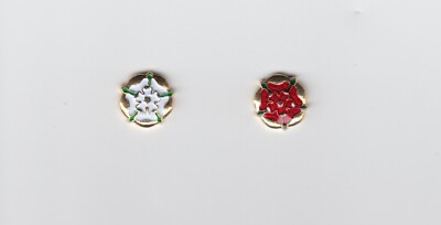 Ansteckabzeichen Weiße Rose mit Ansteckabzeichen Rote Rose - je ca. 10mm Durchmesser