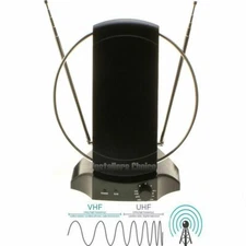 Indoor HDTV Antenna Amplified 36dB Signal Booster VHF UHF FM 50 Mile Range