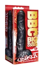 Falcon Big Black Ultimately Pleasurable Strap On Cock Uncut W/ Suction, New