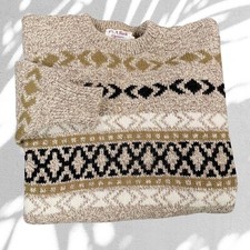 Vintage 60s Jos A Bank Clothiers Sweater XL Aztec Wool Blend Made in USA