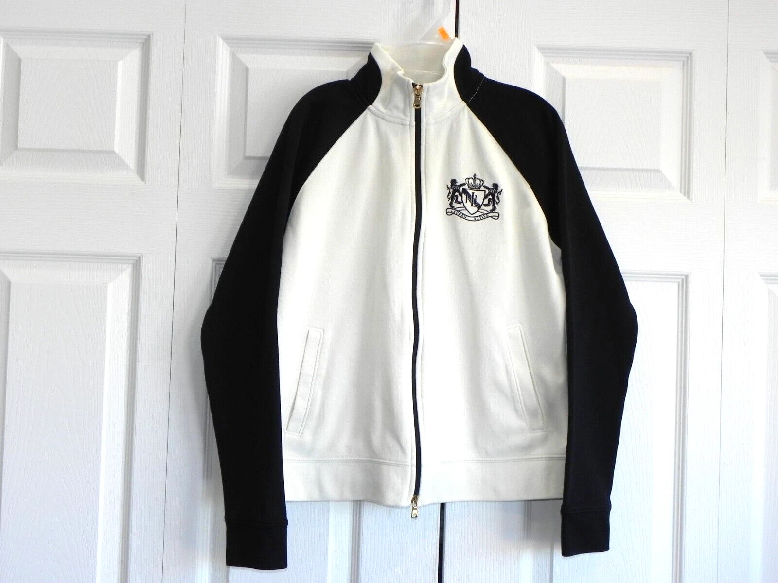 VETEMENTS Giacca da pista Lauren Ralph Lauren Active donna Crown Crest nero avorio taglia M