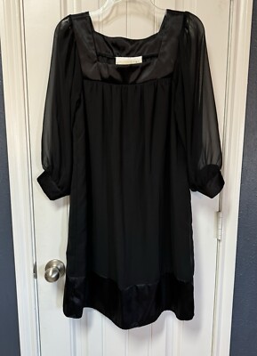 Thread Black Dress Knee Length 3/4 Sleeve Square Neck A-Line Lined Size 8 |  eBay
