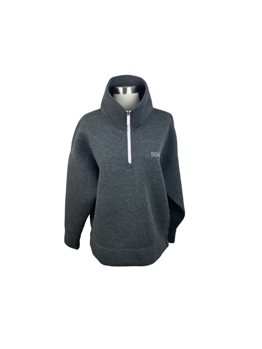 Pull Over SoulCycle à Col Montant Et Fermeture 1/4 Zip - Taille L - Gris - Neuf Avec Étiquettes (Polyester, Rayon, Spandex)