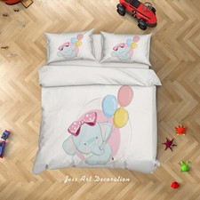 3D Elephant Balloon Cartoon Kids Quilt Cover Set Duvet Cover Bedding Pillowcases