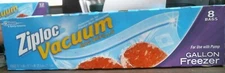 Ziploc Vacuum Bag Refills Gallon Size Freezer 8 Bags Brand New For Use With Pump