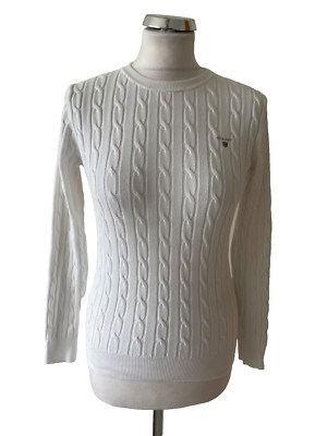 GANT WEISS RUNDHALS LANGARM BAUMWOLLE PULLOVER GR S