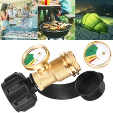 Propane Tank Gauge Brass Adapter w/Gas Pressure Level Meter Indicator for BBQ RV