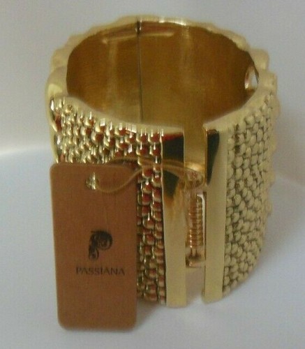 Passiana Gold-tone Hinged Bangle Bracelet - Picture 3 of 4