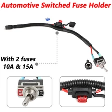 Automotive Switched Fuse Holder Switch w/ 10A 15A Fuses Kit For Mini Blade Fuse