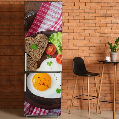 Dekorative Selbstklebend Tür Kühlschrank Dekoration Spiegeleier und Brot