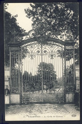 cpa SELTEN geschrieben 1908 VILLENNES sur SEINE (Yvelines) La GRILLE du CHÂTEAU 