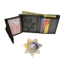 DK439 Hidden Badge and ID Wallet CDCR Cutout CA Corrections Flat 7 Point Star