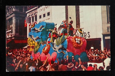1960s Mardi Gras Glittering Float New Orleans LA Orleans Co Postcard Louisiana