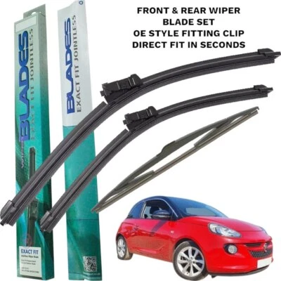 VAUXHALL ADAM WIPER BLADES FRONT AND REAR FITS 10/2012 - 04/2019 SET OF 3 BLADES - Image 1 of 4