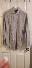 Men's Polo by Ralph Lauren Estate stripe dress shirt 17 35 charcoal 100 cotton