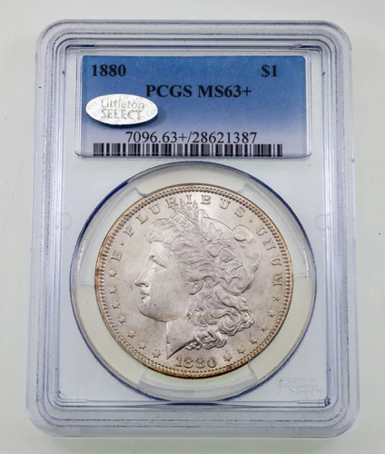 1880 $1 Silver Morgan Dollar Graded by PCGS as MS63+