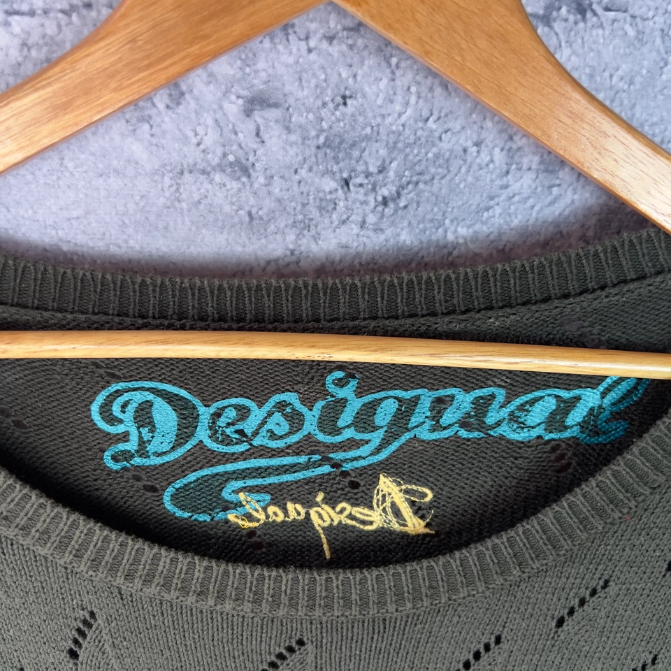 Suéter Para Mujer Desigual XL Verde Oliva Floral Gráfico Boho Arte Tejido Top WOW Foto 4 de 4