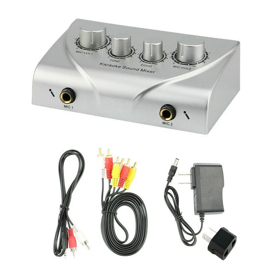 Karaoke Sound Mixer 2 Mic Echo Microphone Pre-amplifier for Home Theatre System - Image 3 of 4