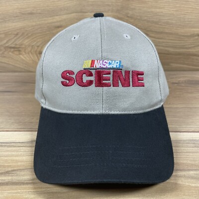 NASCAR SCENE Weekly Magazine Stock Car Racing Strapback Hat Tan/Black Cap NEW