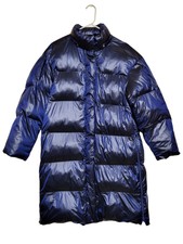 Nwt Fabletics Adeline Shine Oversized Puffer Metallic Cobalt Jacket Coat Size S