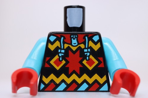 Lego Black Sweatshirt Medium Azure Drawstrings Zipper Orange Geometric Pattern