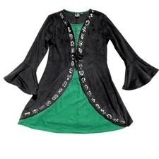Hocus Pocus Black/Green Velvet Halloween Costume Girls Dress 14XL