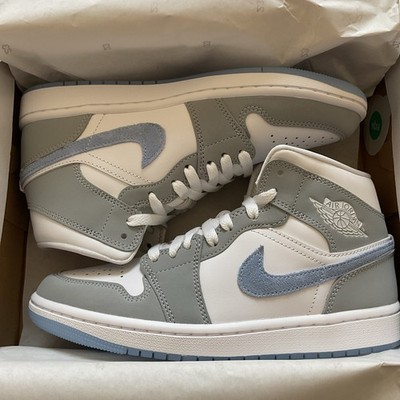 Nike WMNS Air Jordan 1 Mid Aluminium Wolf Grey EU 38,5 W US 7,5 Neu & Original