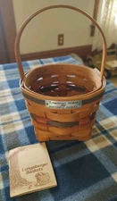 VTG Retired Longaberger 1989 Inaugural Basket-Red/Green- Signed