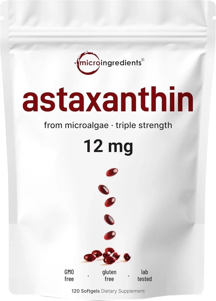 Astaxanthin 120 Softgels 12mg - Supports Eye Health and Joint Health