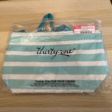 Thirty-one Gifts Thermal Tote Blue Cabana Stripe AJ78
