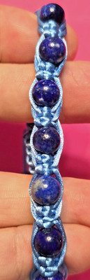 Macrame and Lapis Lazuli Gemstone Bead Adjustible Bracelet