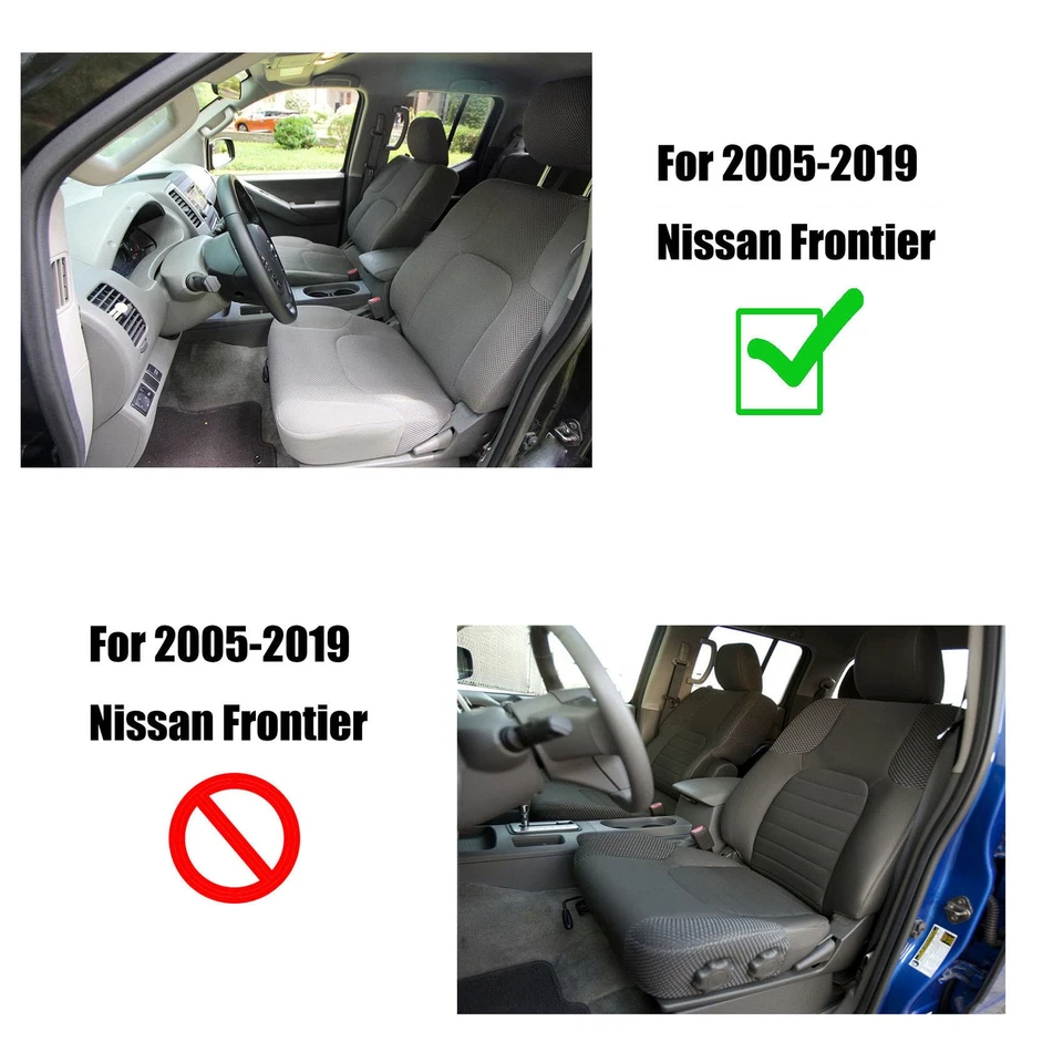 Cubierta de asiento de tela gris para conductor y pasajero Nissan Frontier 2005-2019 inferior Foto 3 de 4