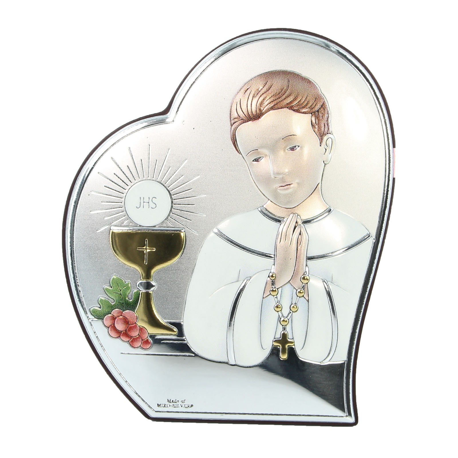 Cadre de Communion pour Garçon Finition Argent Orfèvre Modèle Prédor 11cm