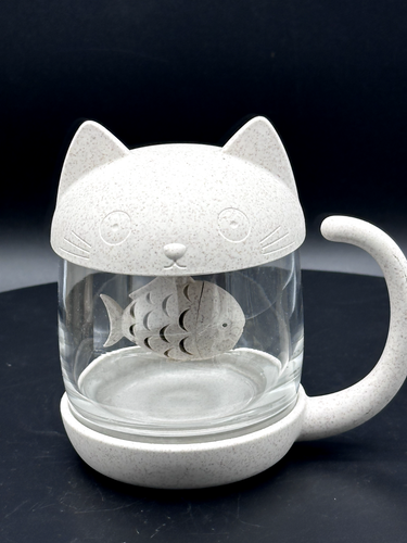 Kitty Cat Anya Soak Filter TEA Cup Mug  Infuser 10 oz. Glass mug No Box - Picture 1 of 6
